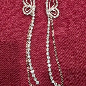 Elegant Gold and Silver Butterfly Earrings